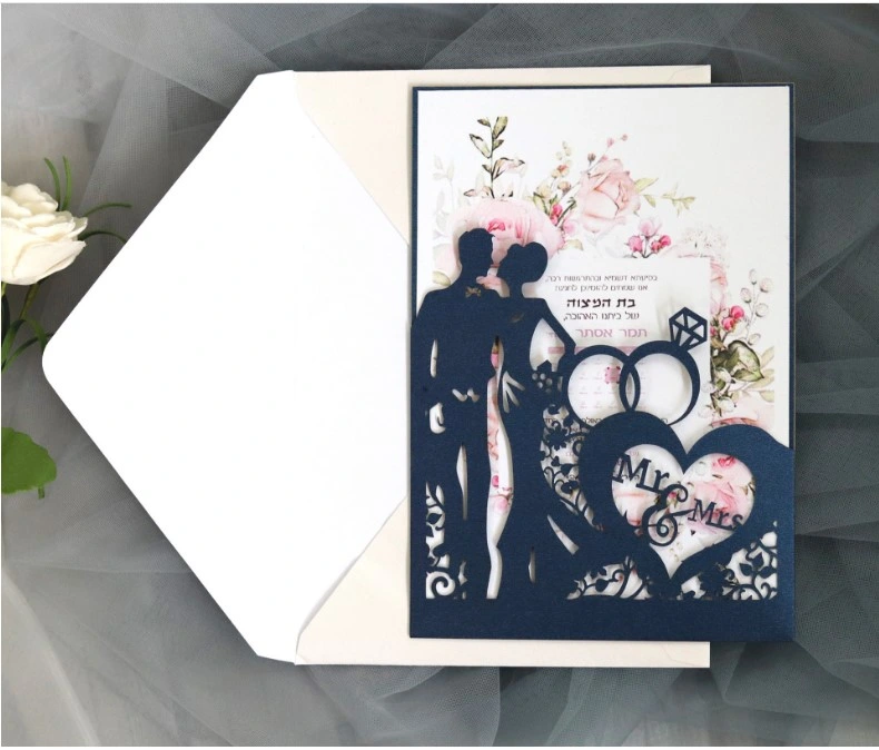 Customize Laser Cut Wedding Invitations Card Mr Mrs Wedding Romantic Flower Party Favors Wedding Gift Card