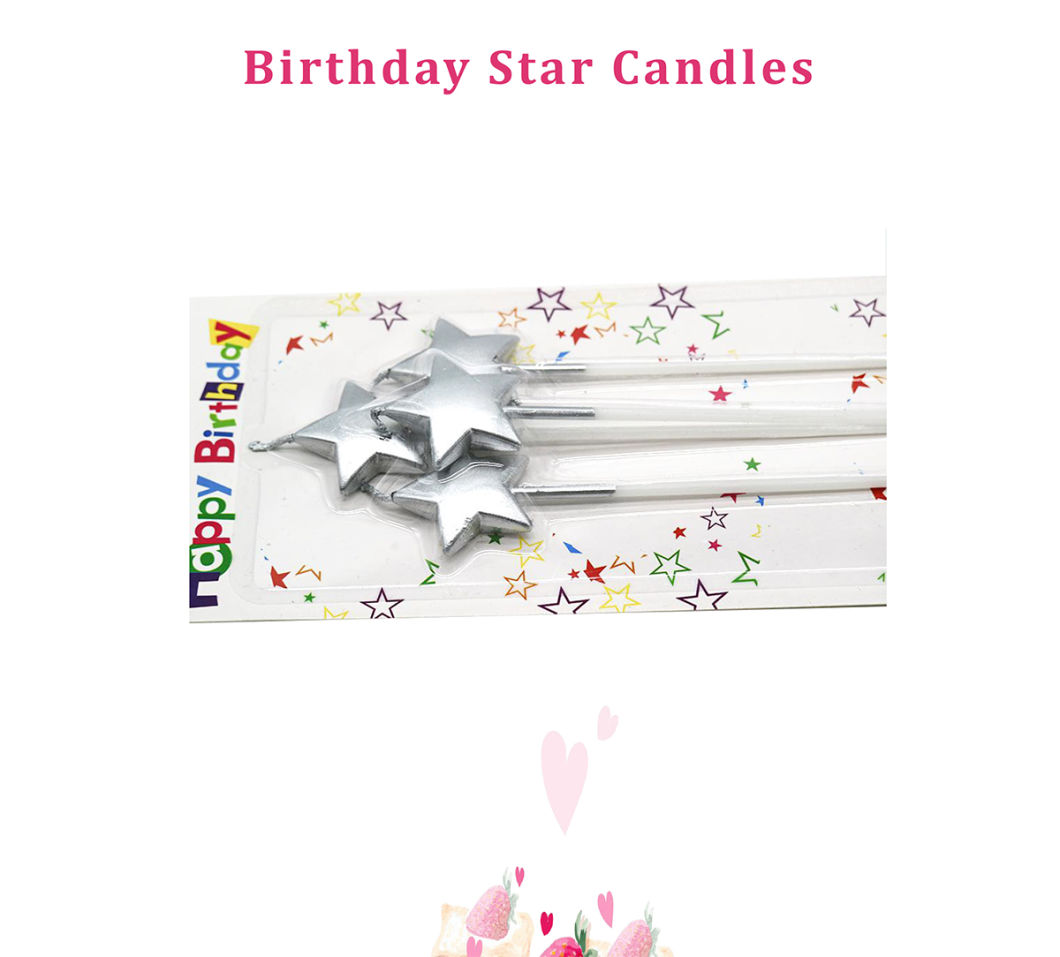 Cake Topper Star Happy Birthday Cake Decorative Candle for Birthday Party