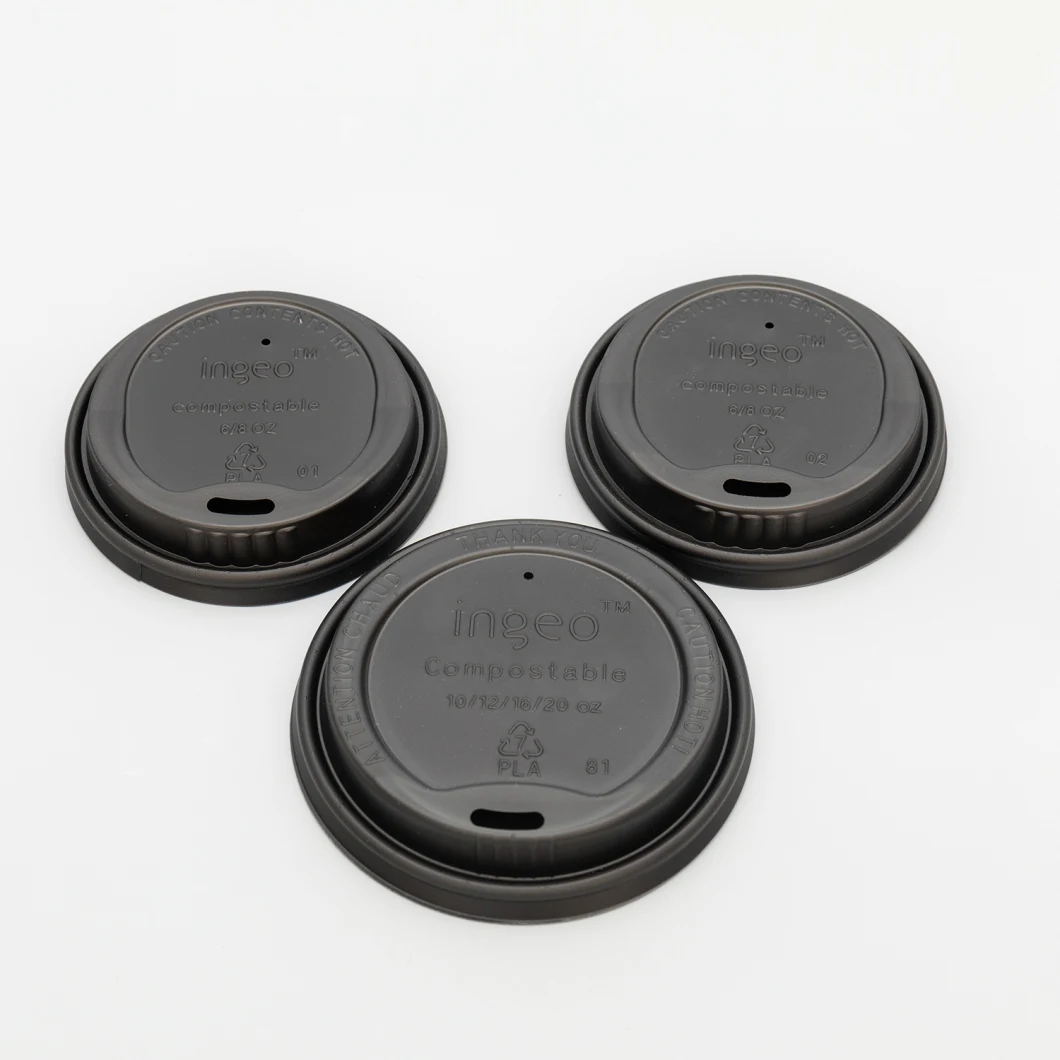 PLA Material Compostable White Black PLA Lid for Paper Cup