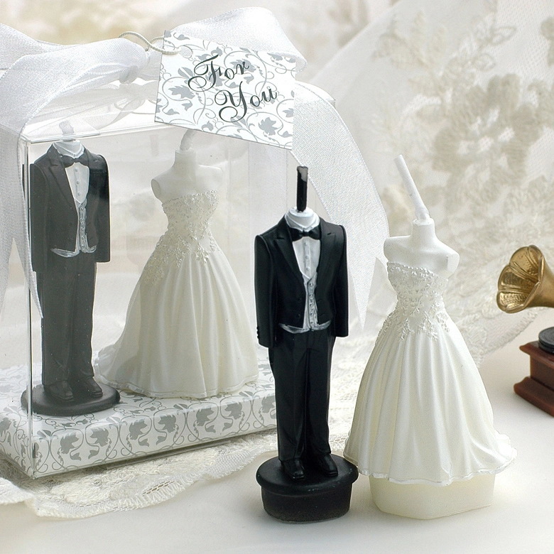 Elegant Bride&Bridegroom Candle Cake Topper for Wedding Candle Gift Party Decoration