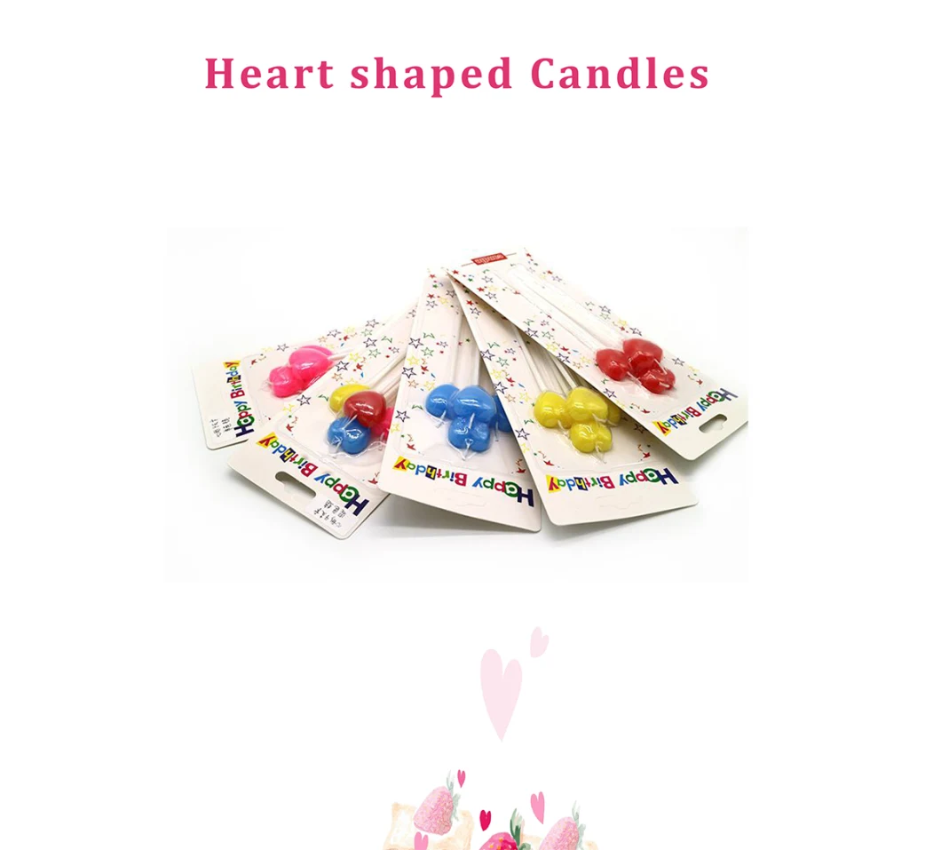 Cake Decoration Heart Shaped Birthday Candles for Birthday Party Cake