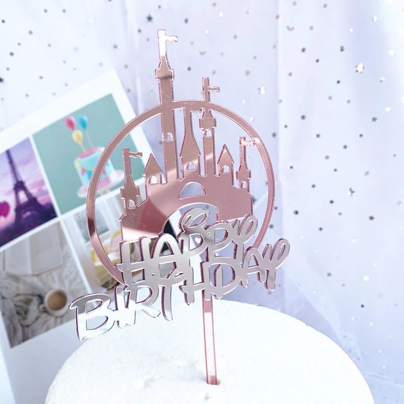 Custom Beautiful Double Layer Design Princess Castle Cake Toppers Birthday Cake Decor Acrylic Cake Topper Birthday