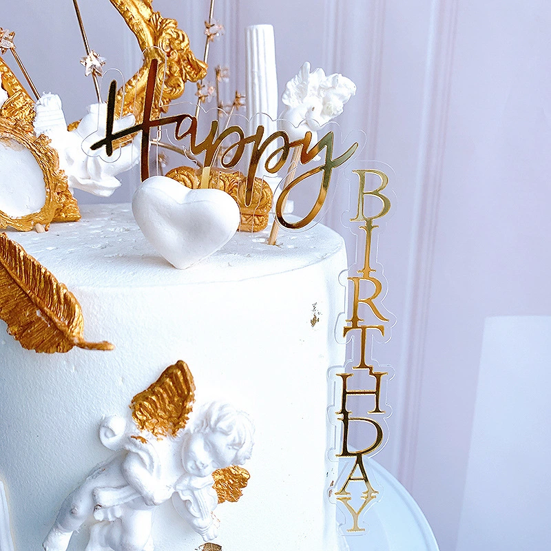 Rectangular Acrylic Birthday Cake Insert Card Manufacturers Straight Happy Birthday Anniversary Cake Decoration Cake Topper