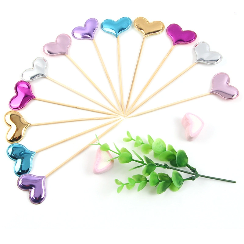 5PCS/Pack Lovely Colorful Heart Star Crown Cake Cupcake Toppers Wedding Happy Birthday Glossy PU Cake Topper