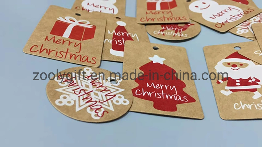 DIY Kraft Paper Christmas Shape Hang Tag Christmas Party Deco Paper Cards Gift Tag