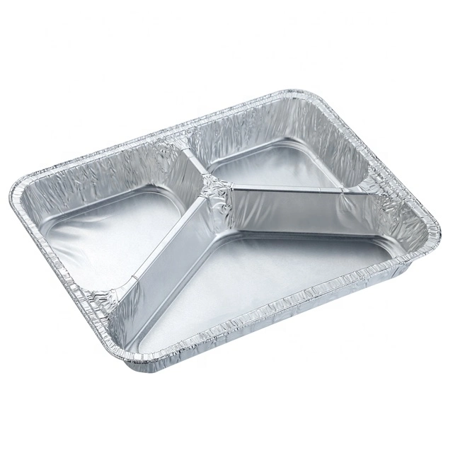 Disposable 6 Compartment Disposable Aluminum Foil Food Container Rectangle Catering Baking Aluminium Foil Container Tray
