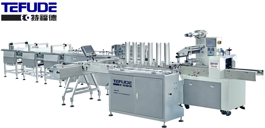 Automatic Bread/Cake/Confectionery/Pastry/Moon Cake/Biscuit Feeding and Tray Loading Packaging Machine Line