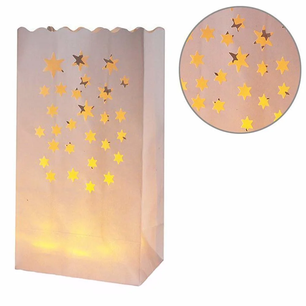 White Flame Resistant Paper Luminary Paper Candle Bags for Wedding Christmas Holiday