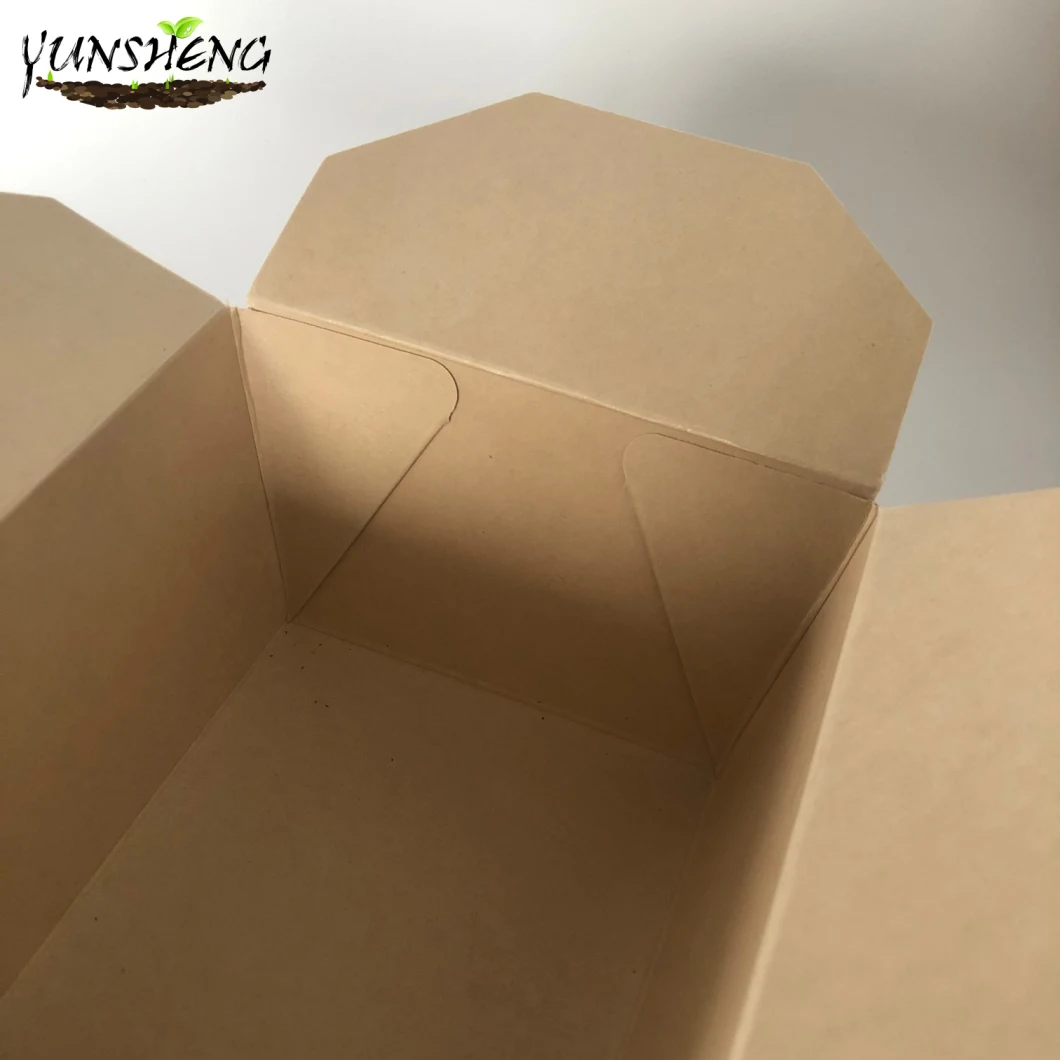Brown or Light Brown Compostable Disposable Cardboard Folding Paper Box Made by Bamboo Fiber for Fries