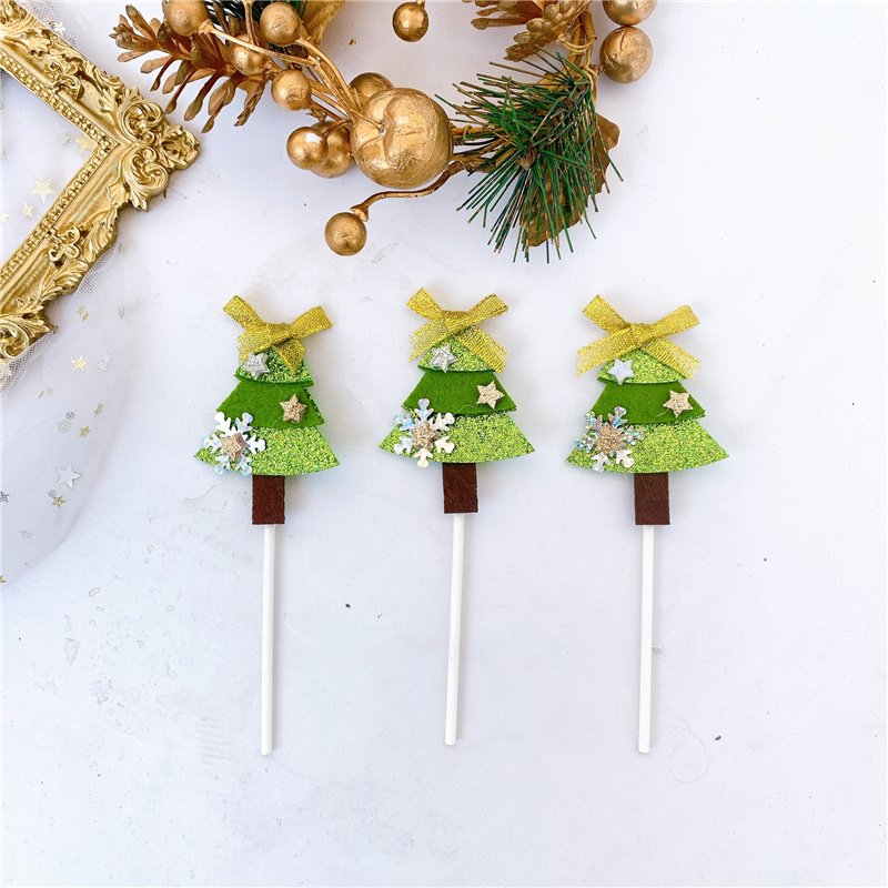 Cute Party Christmas Cupcake Cake Decorating Topper Eco-Friendly Christmas Tree Felt Cake Toppers