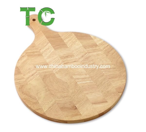 Natural Round Acacia Wood Cutting Board/ Serving Board with Handle Stripe Board