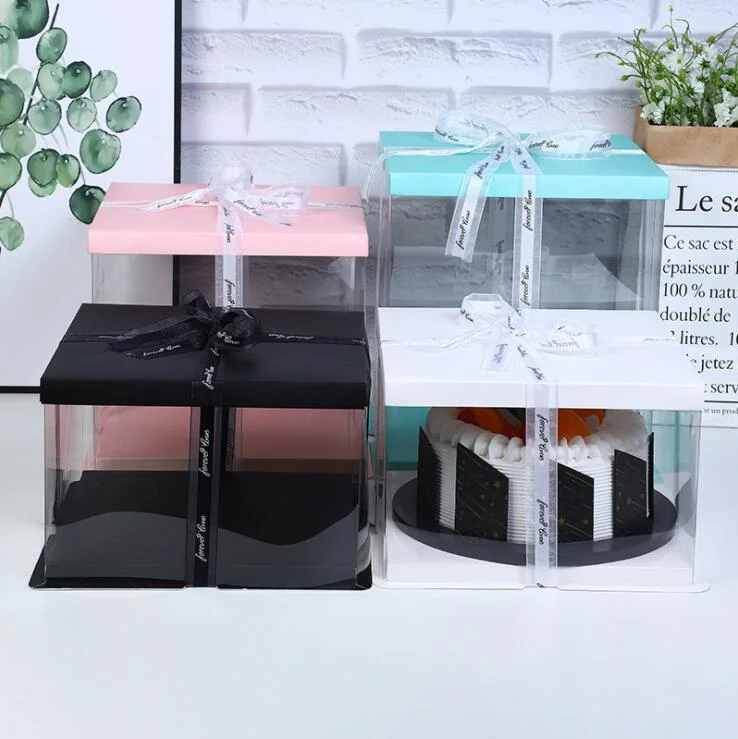 Clear Plastic Cake Box Disposable Square Home Baking Cupcake Packing Box