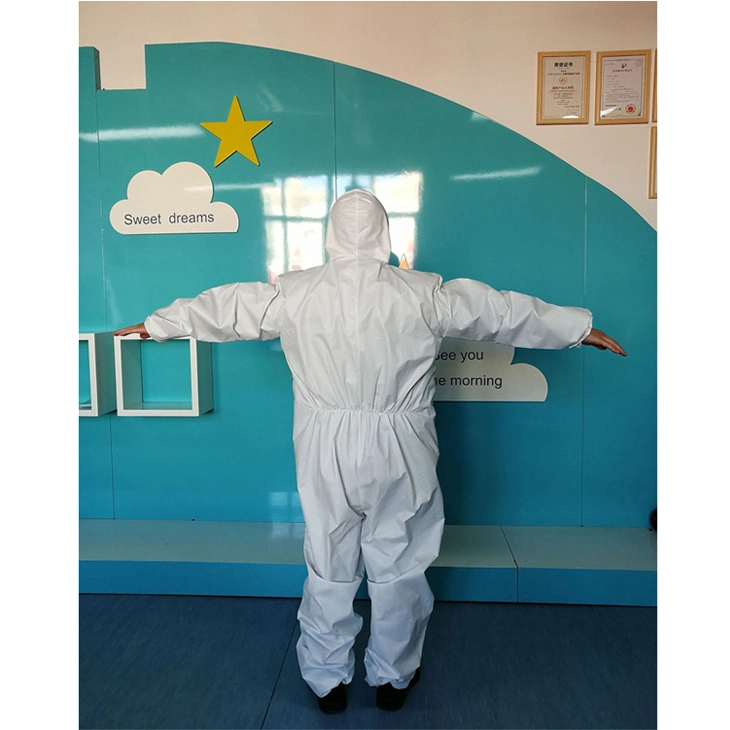 Wholesale PPE Suit White Color Full Body Blue White Nonwoven Industrial Suit Disposable
