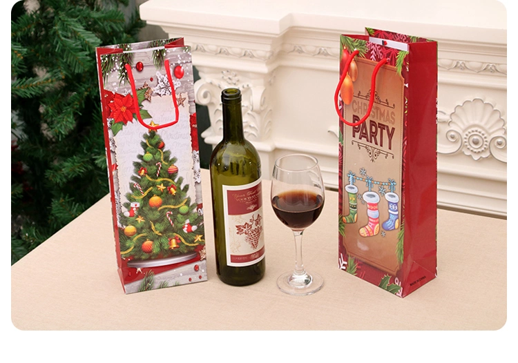 Christmas Kraft Paper Bag Red Wine Bag Wine Bottle Bag Christmas Household Items