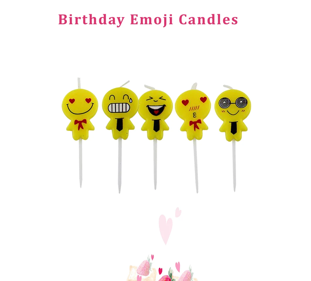 Happy Birthday Cake Topper Set Birthday Party Emoji Cake Candles for Party