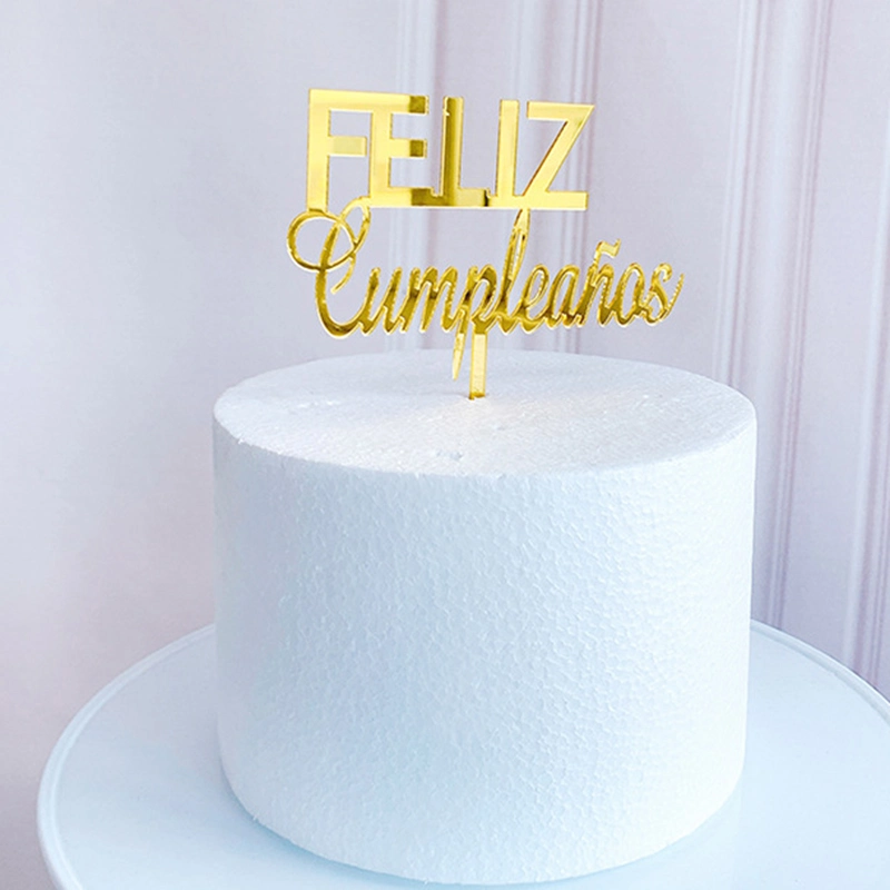 Birthday Party Decoration Happy Birthday Cake Toppers Feliz Cumpleanos Spanish Acrylic Cake Topper