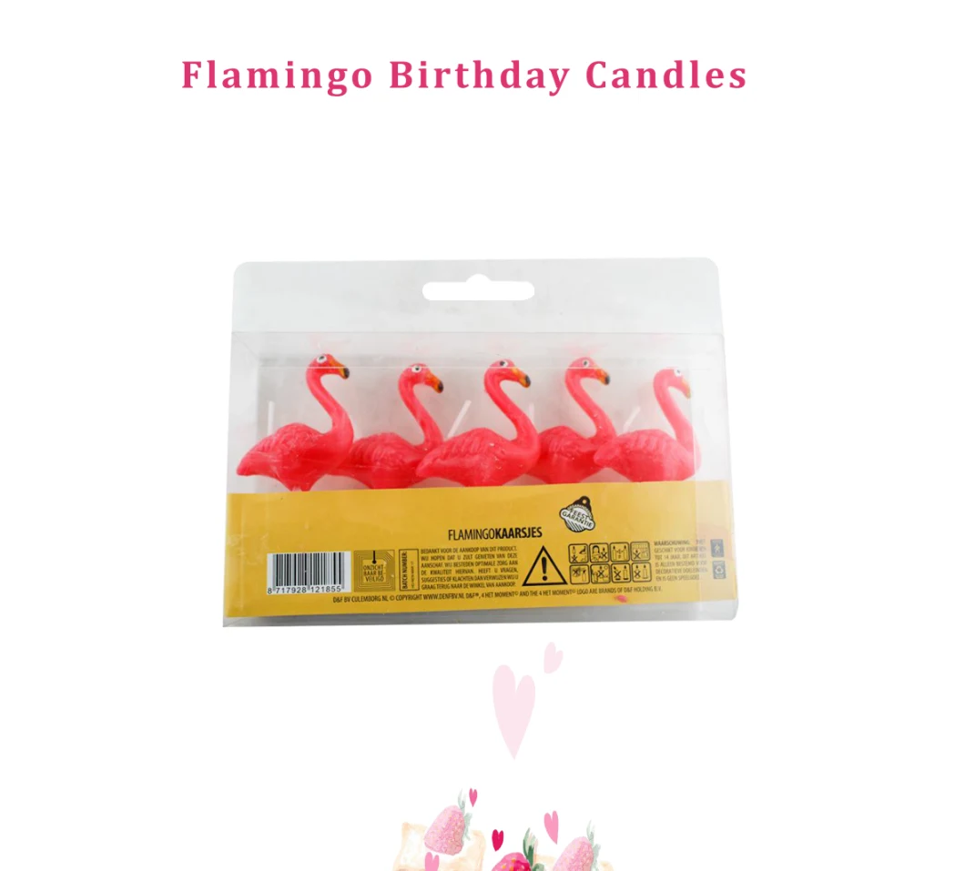 5 PCS Cartoon Candles Flamingo Shape Birthday Party Cake Candles