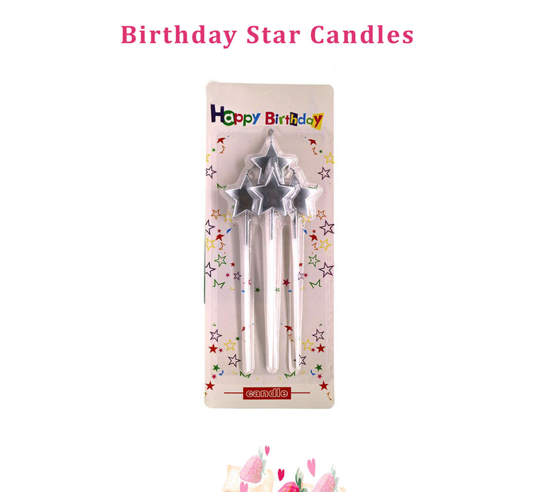 Colorful Star Shaped Cake Decoration Happy Birthday Cake Candles for Party