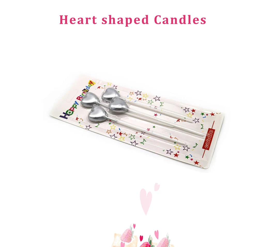 Cake Decoration Heart Shaped Birthday Candles for Birthday Party Cake