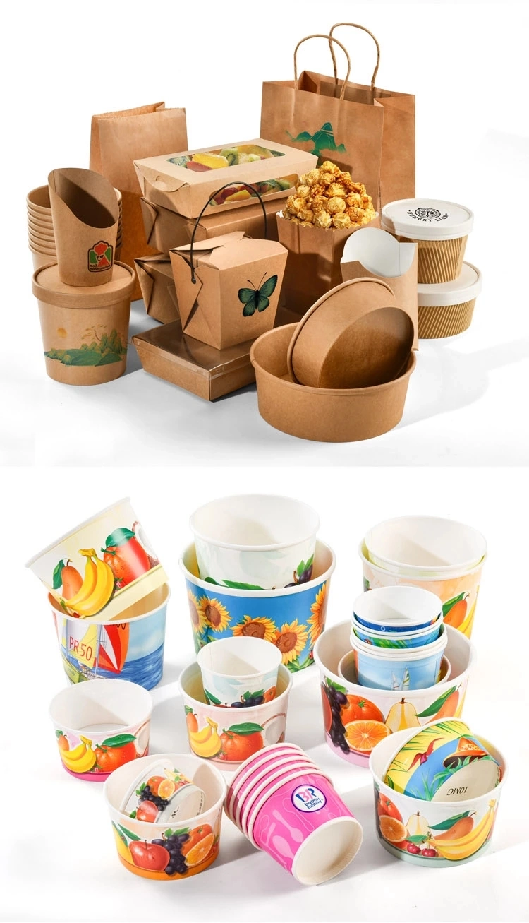 Printing Biodegradable Disposable Chinese Take out Takeaway Boxes Lunch Food Grade Paper Container Wholesale