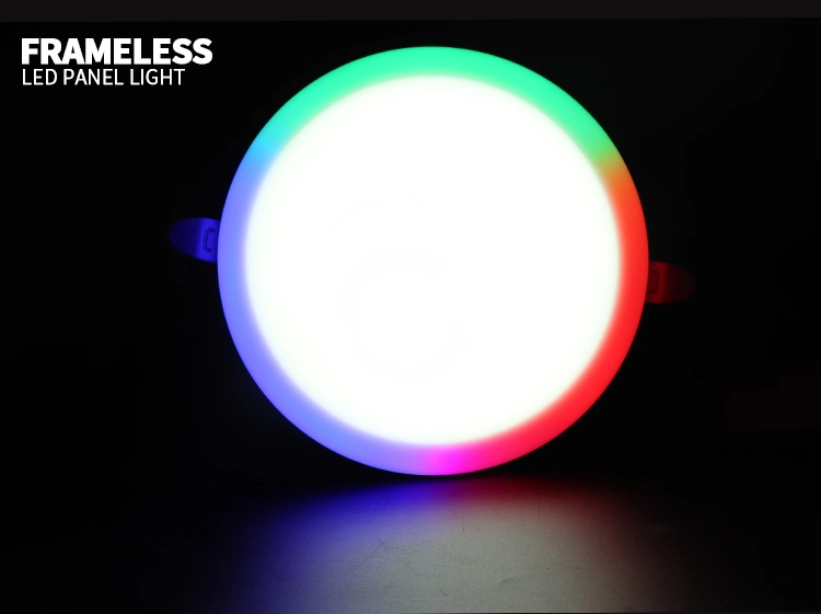 Dimmable Bi-Color Red Blue Green Warm White Frameless Round LED Panel Light Color 32W