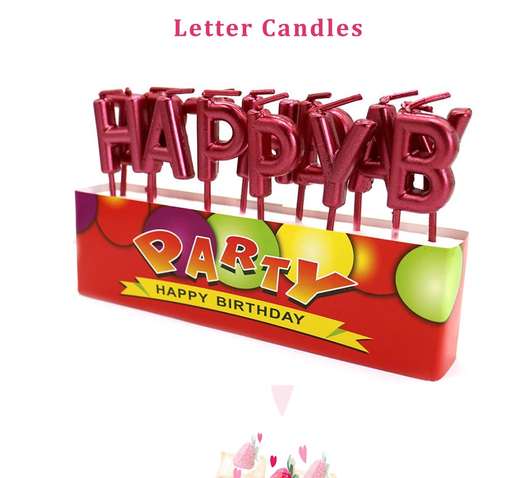 Colorful Golden Cake Candles Baby Happy Birthday Candles for Cake Decoration