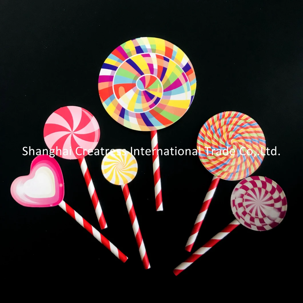Custom Multicolored Novelty Fancy Heart Shaped Cupcake Toppers