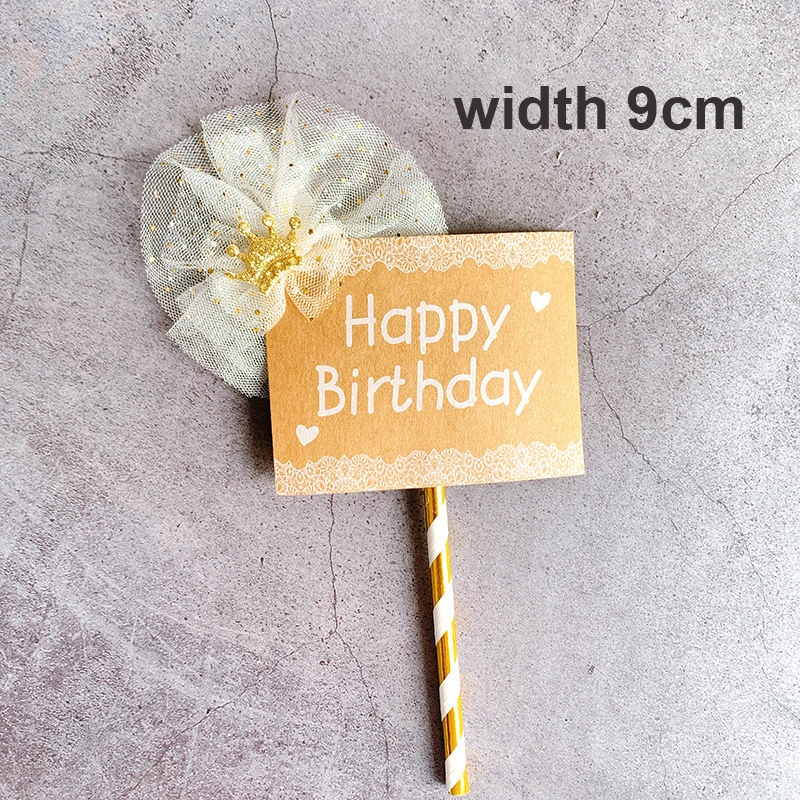 Cake Accessory Decoration Kraft Paper Happy Birthday Cake Topper Baking Party Supplies Card Cake Topper