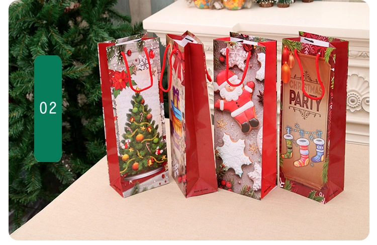Christmas Kraft Paper Bag Red Wine Bag Wine Bottle Bag Christmas Household Items