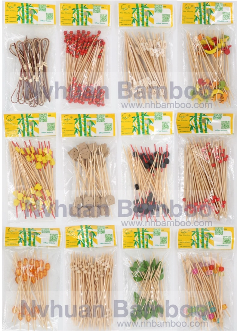 OEM Bamboo Decorative Fruit Picks Cocktail Skewer