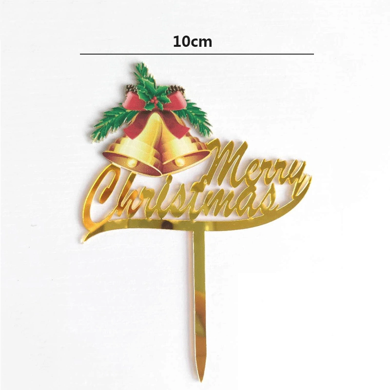 Christmas Party Cake Decoration Supplies Gold and Black Acrylic Santa Merry Christmas Cake Topper