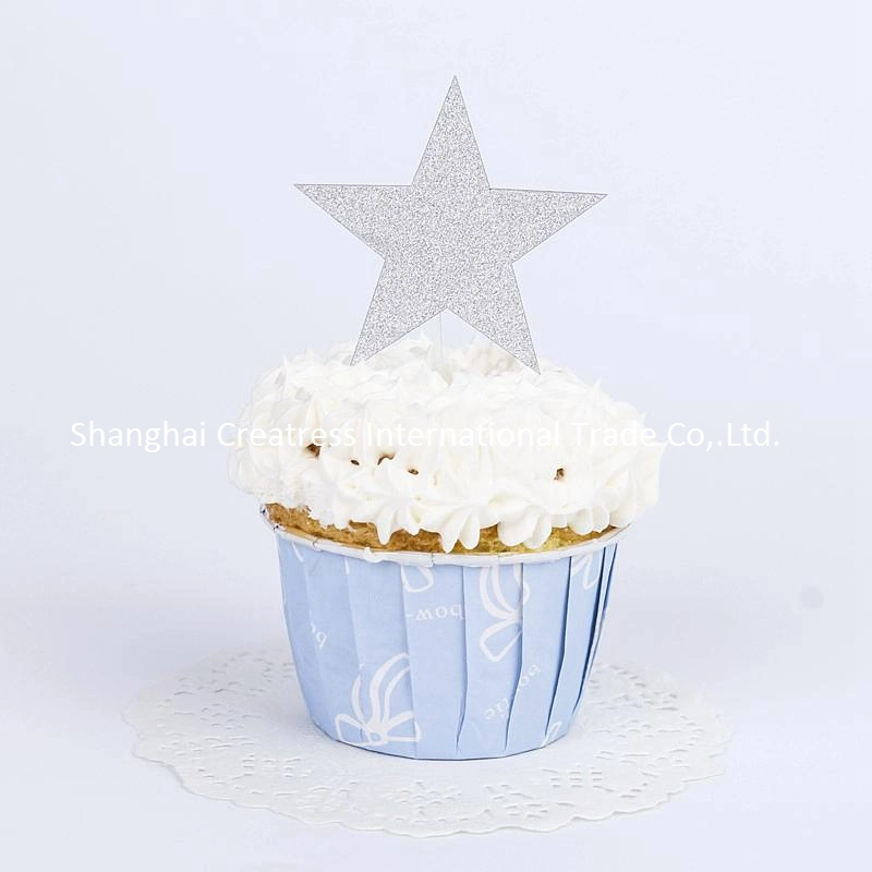 Skillful Manufacture Bling Silver Star Cupcake Toppers