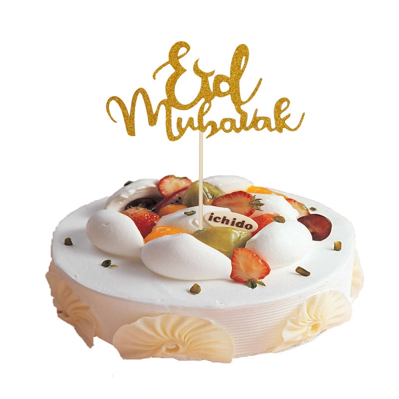 Muslim Eid Mubarak Cake Cupcake Topper Party Cake Decorations Glitter Paper Eid Cake Topper