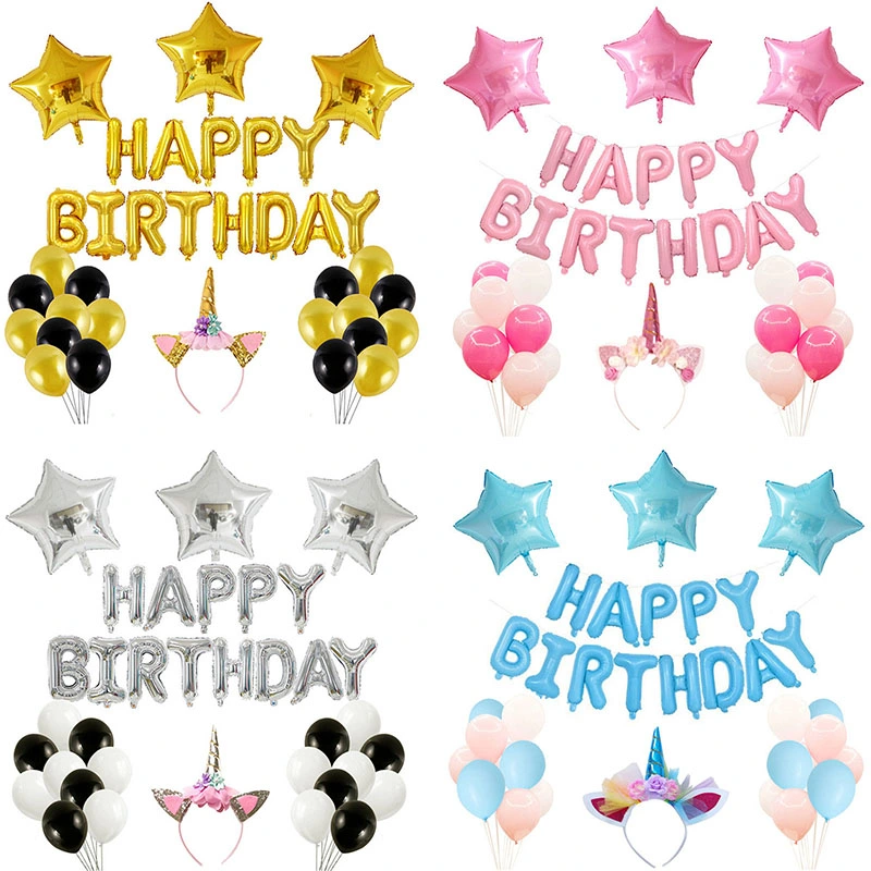 Different Colors Wedding Birthday Party Balloons Happy Birthday Letter Foil Balloon