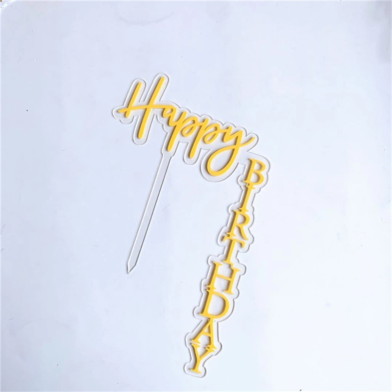 New Cake Decoration Happy Birthday Cake Toppers Party Favors Right Angle Acrylic Cake Topper