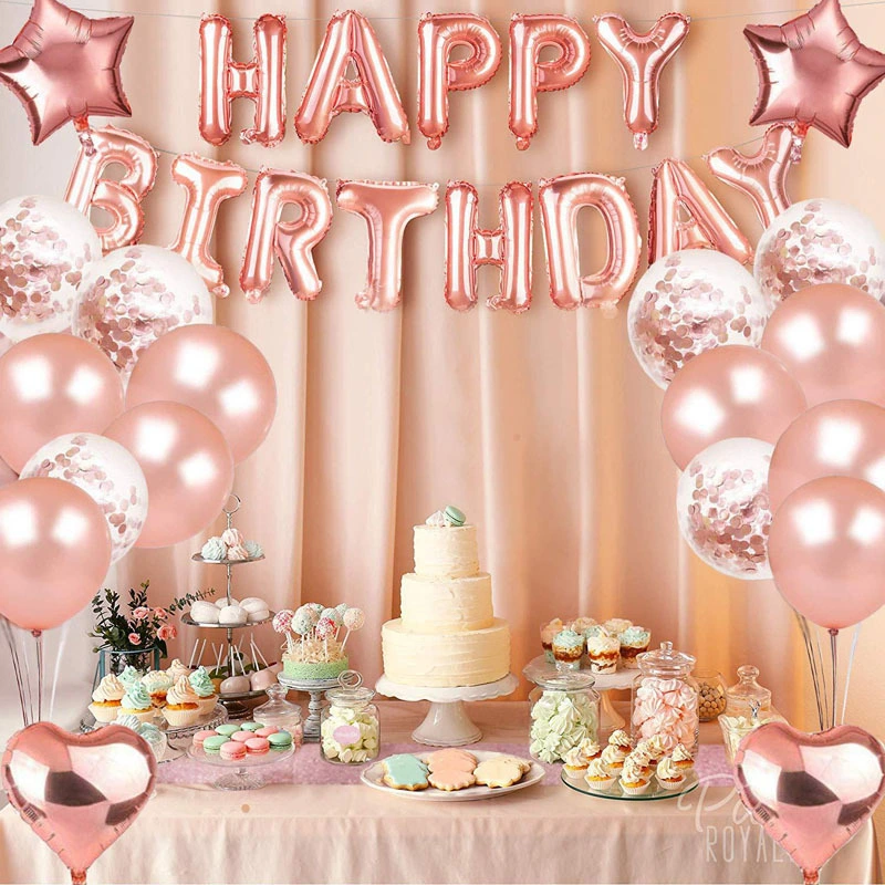 Wedding Rose Gold Hayppy Birthday Party Set Birthday Products & balloon