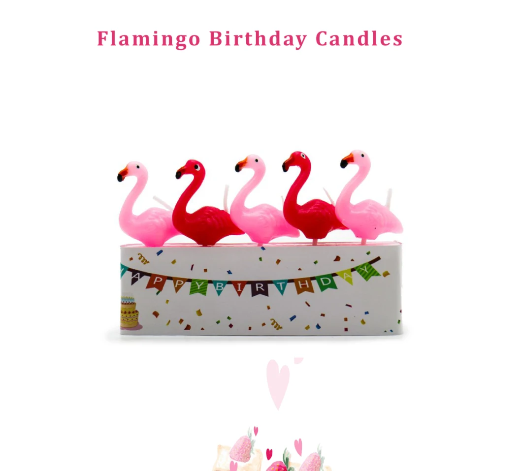 5 PCS Cartoon Candles Flamingo Shape Birthday Party Cake Candles