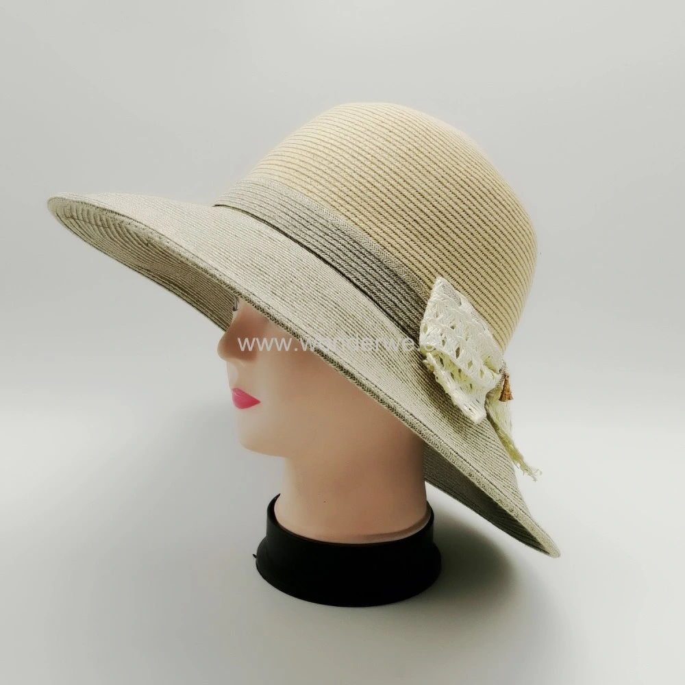 Gift Use Amazing Style Soft Quality Collapsible Paper Straw Sun Beach Hat for Ladies