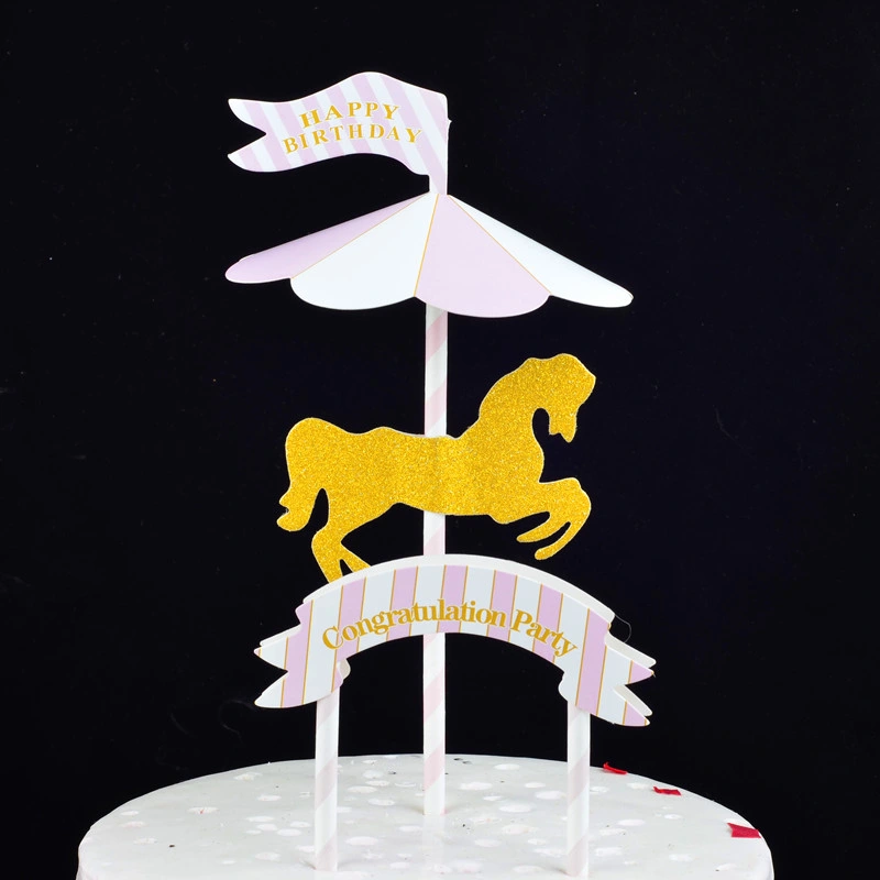 Two Color Paper Merry-Go-Round Birthday Cake Topper