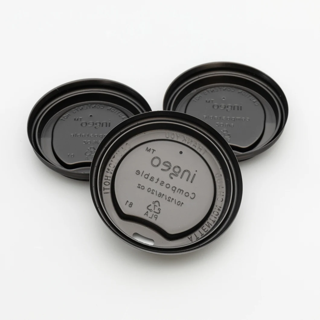 PLA Material Compostable White Black PLA Lid for Paper Cup