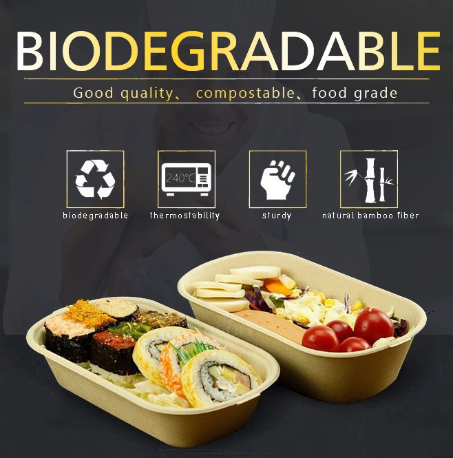 Disposable Compostable Eco-Friendly White Paper Tableware and Light Brown Bamboo Pulp Paper Bowl