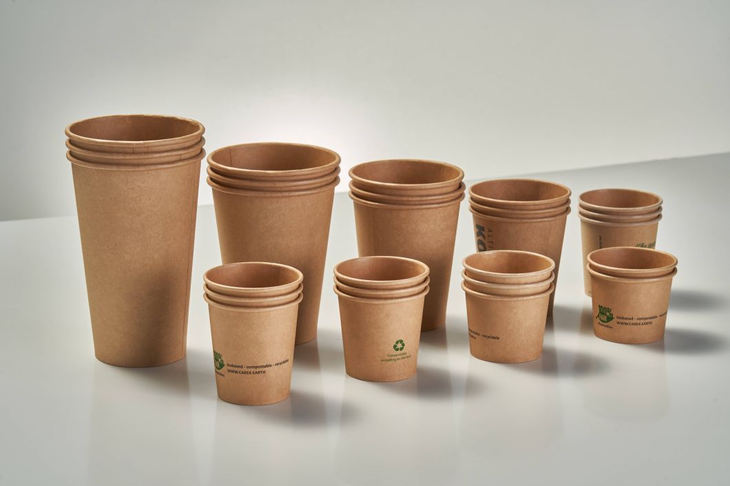 Kraft Paper Brown Color Hot Coffee Paper Cup with Lid