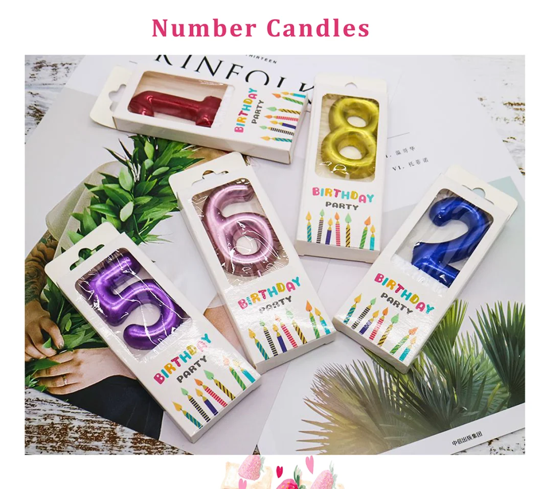 Number 0-9 Birthday Cake Numeral Candles for Birthday Cake Decoration