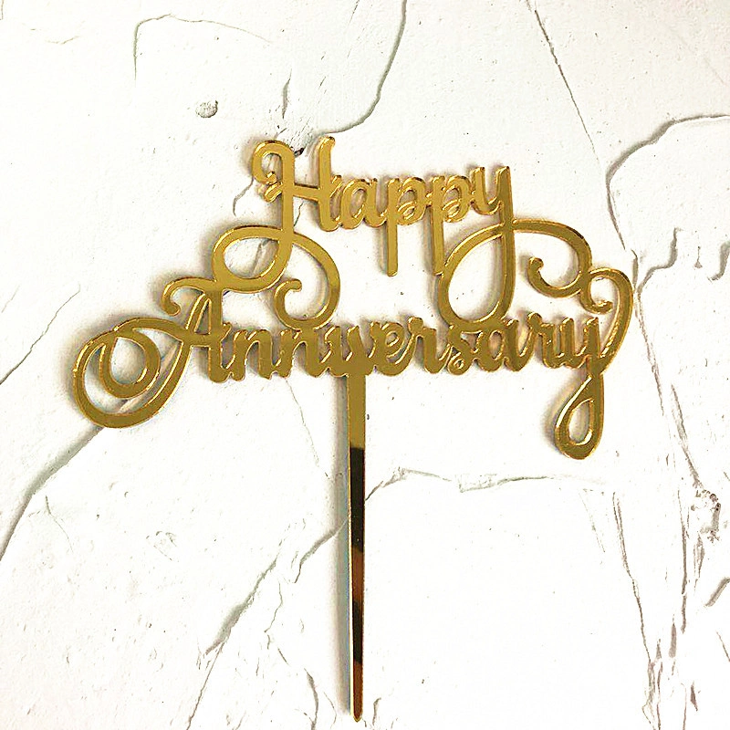 Sweet Acrylic Cupcake Topper Gold Cake Topper Wedding Party Decoration Happy Anniversary Cake Topper