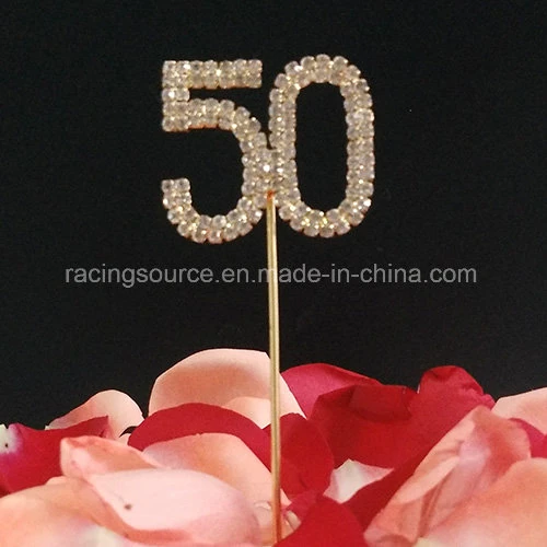 25th Number Silver Wedding Anniversary Rhinestone Cake Topper for Wedding Decoration