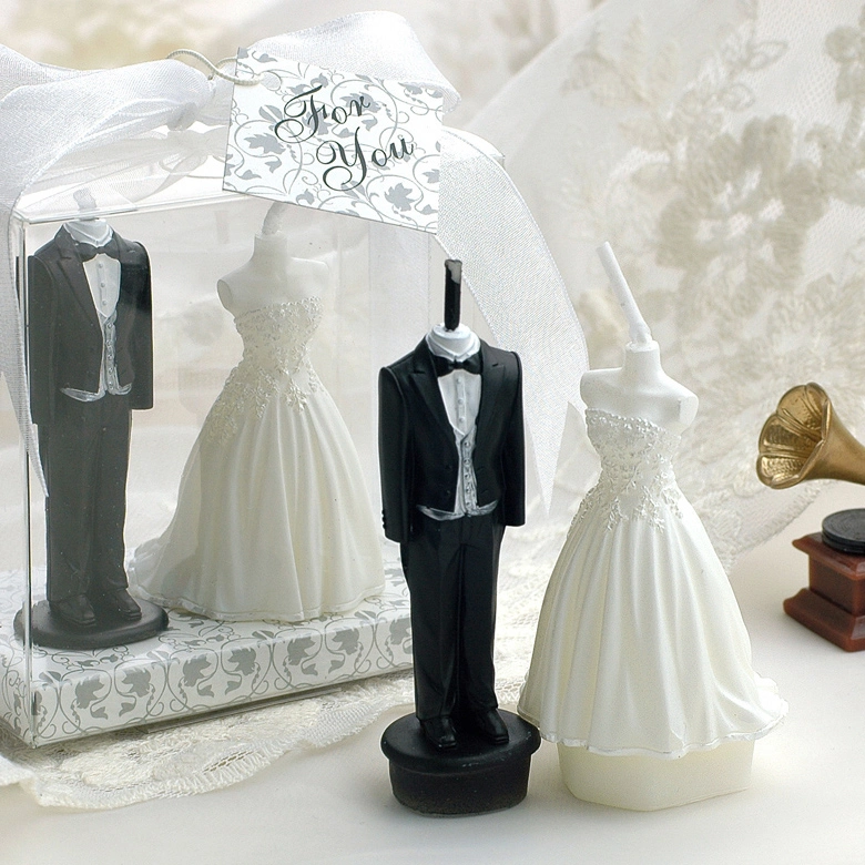 Elegant Bride&Bridegroom Candle Cake Topper for Wedding Candle Gift Party Decoration