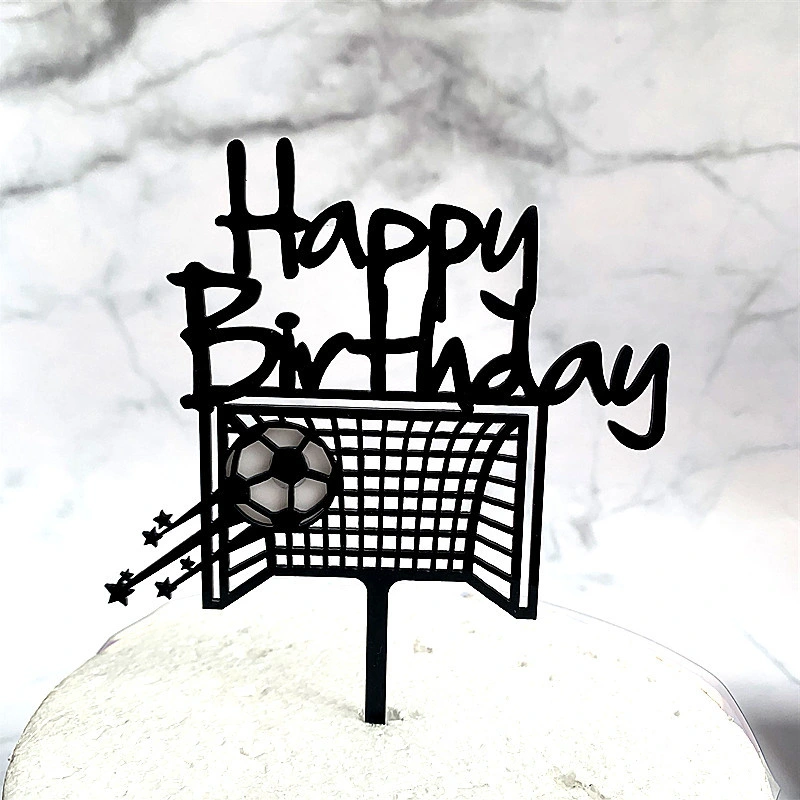 Creative Baby Shower Boys Birthday Acrylic Cake Topper Double Basketball Soccer Football Cake Topper