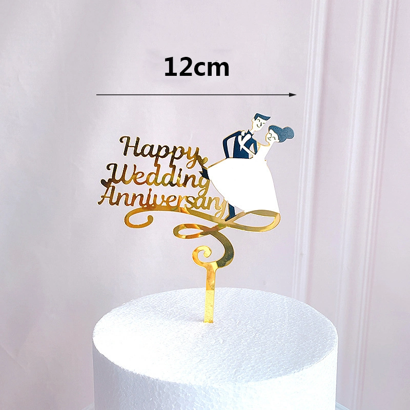 Happy Birthday Wedding Party Decorations Acrylic Cake Topper Beautiful Flower Cake Topper