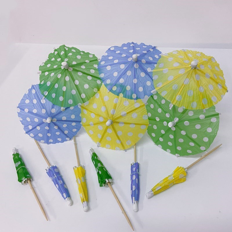 Sushis/Cake/Fruit/Juice/Cocktail Decoration Paper Party Sticks Colorful Polka DOT Cocktail Umbrella Picks