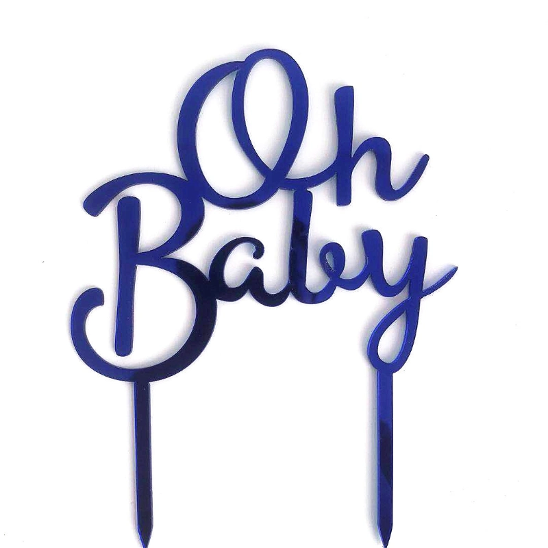 Baby Shower Party Decorations Laser Cut Acrylic Cake Topper Happy Birthday Oh Baby Cake Toppers